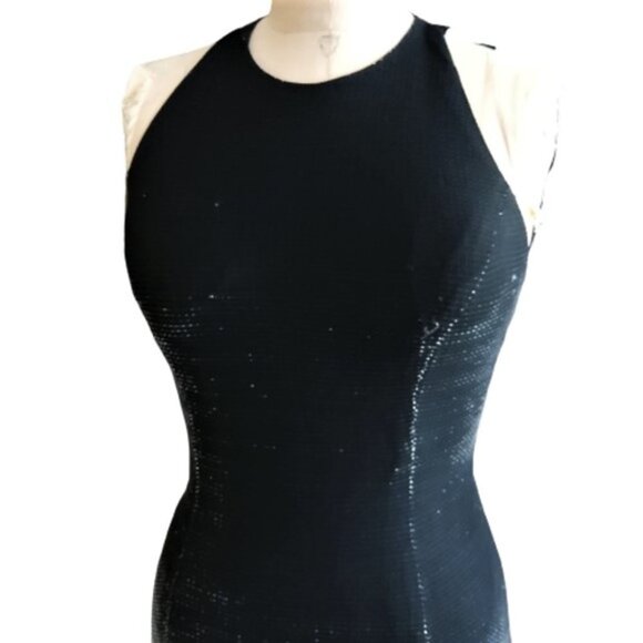 Vintage 90s black silver metallic dress great back - Picture 6 of 16